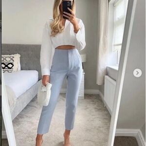 Zara tapered high waisted trousers Light Blue